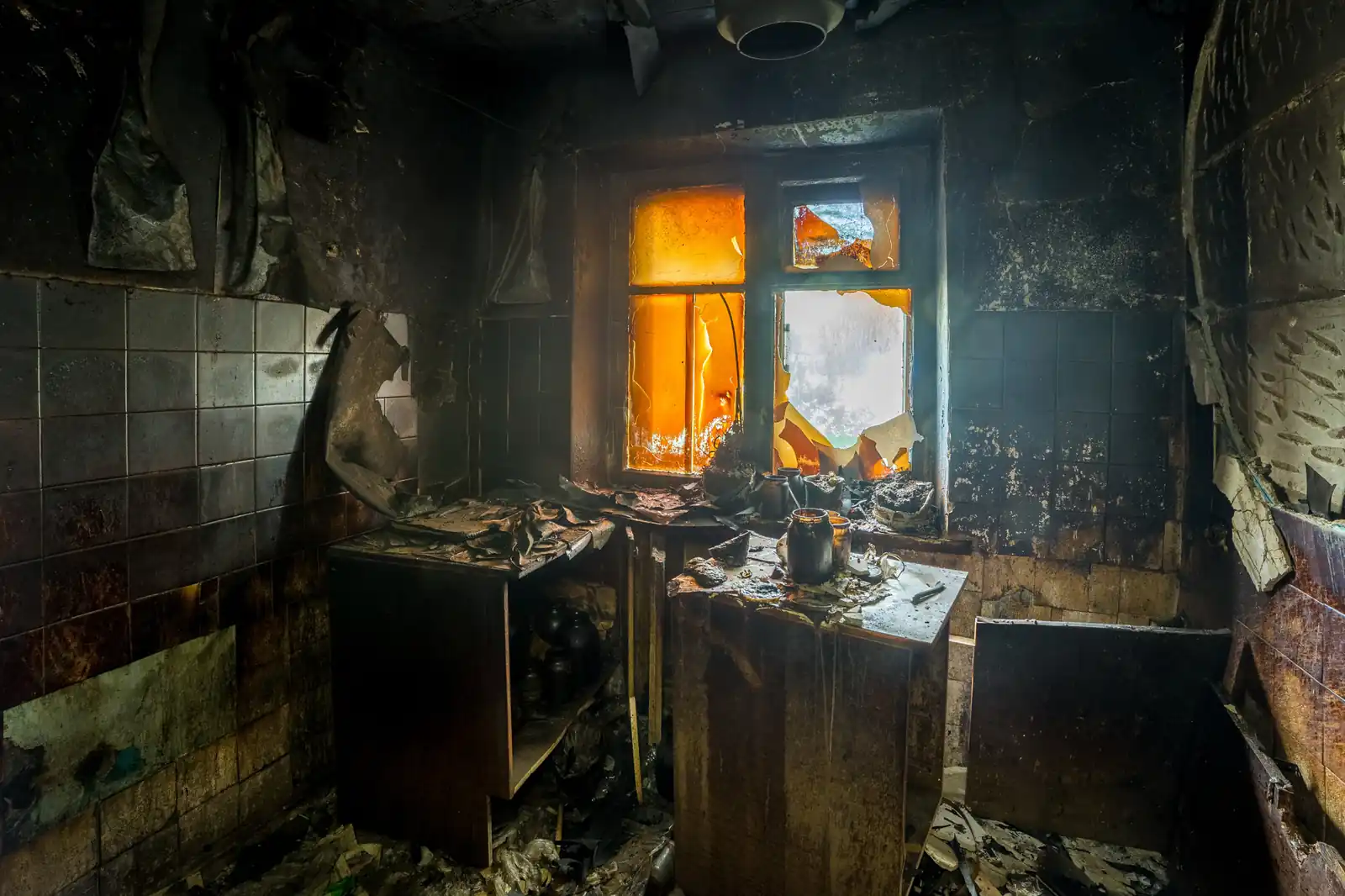 Fire damage restoration crew responding to a house fire in Glendora, CA